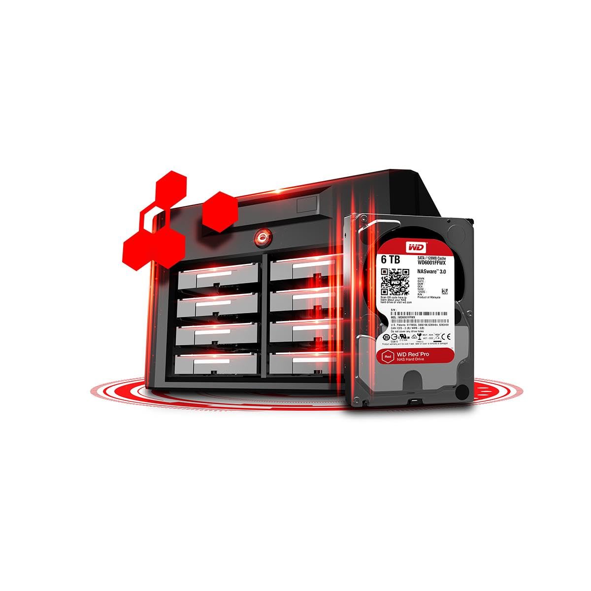 Western Digital 8TB WD Red Plus NAS Internal Hard Drive HDD - 5640 RPM, SATA 6 Gb/s, CMR, 256 MB Cache, 3.5" - WD80EFPX