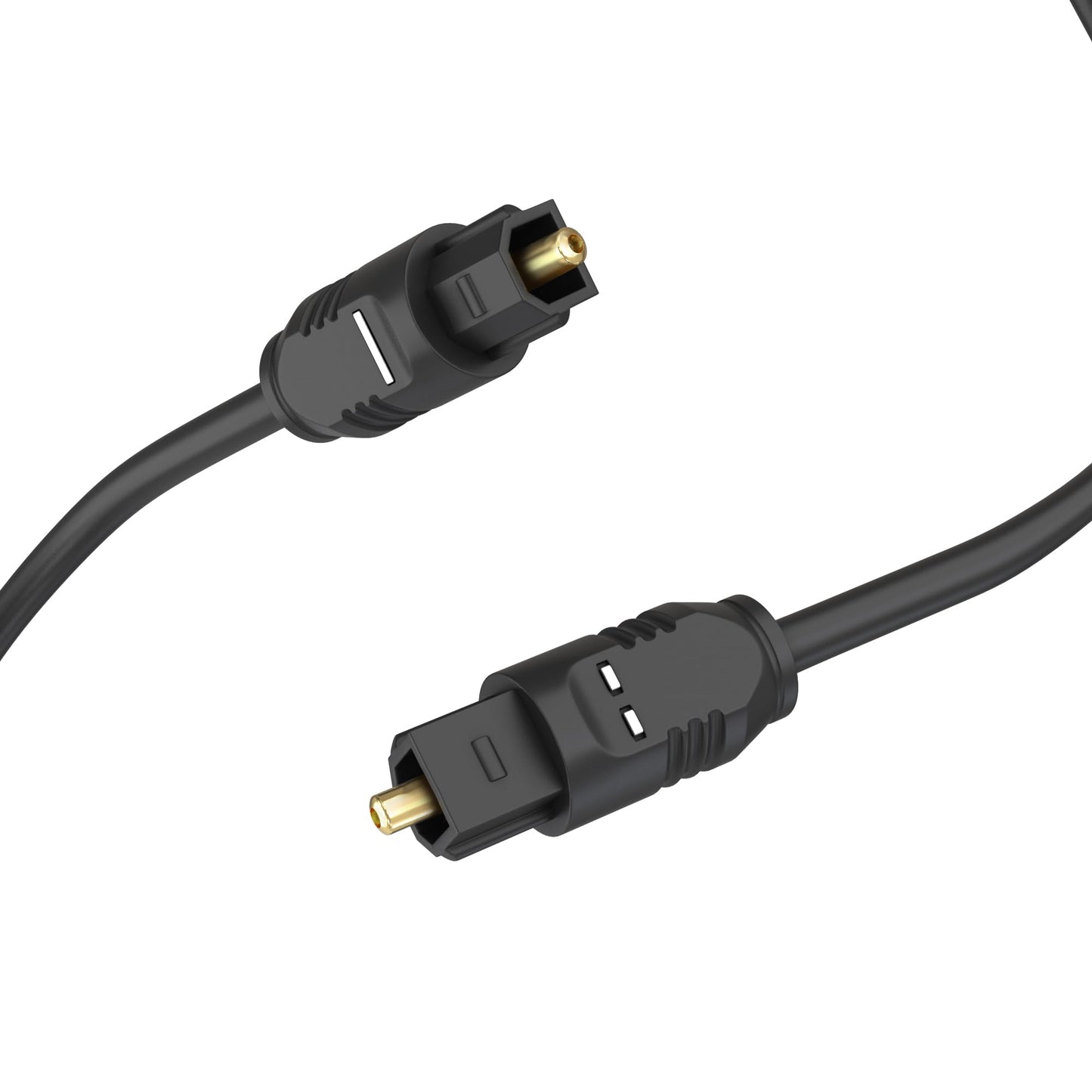 Cmple - Optical Audio Cable 6 ft Toslink Cable Slim Fiber Optic Cable Gold Plated Slim Optical Cord Digital S/PDIF Audio for Soundbar, AV Receivers, TV Sound Bar, Game Console