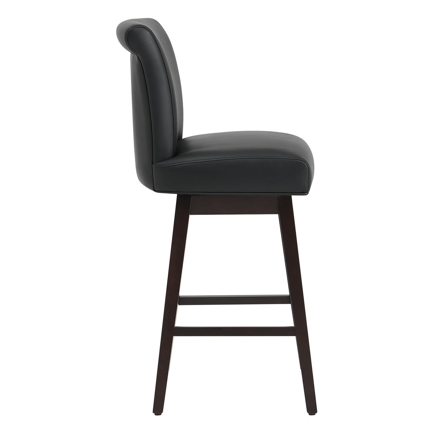 CHITA 30 Inch Counter Height Swivel Bar Stools Set of 2, FSC Certified Modern Upholstered Faux Leather Swivel Barstool Chairs with Back, Black