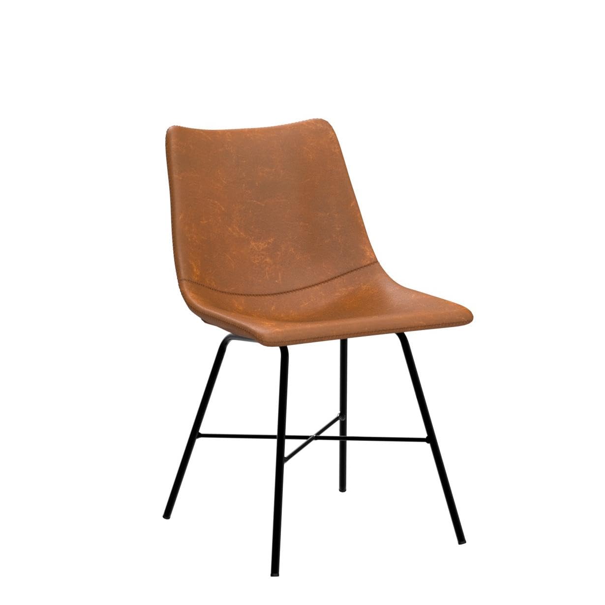 POLY & BARK Paxton Leather Counter Stools 24 Inches – Set of 2 - Counter Height Bar Stools with Back – Modern Barstools for Kitchen Island or Counters – Faux Leather & Matte Black Steel Base – Tan