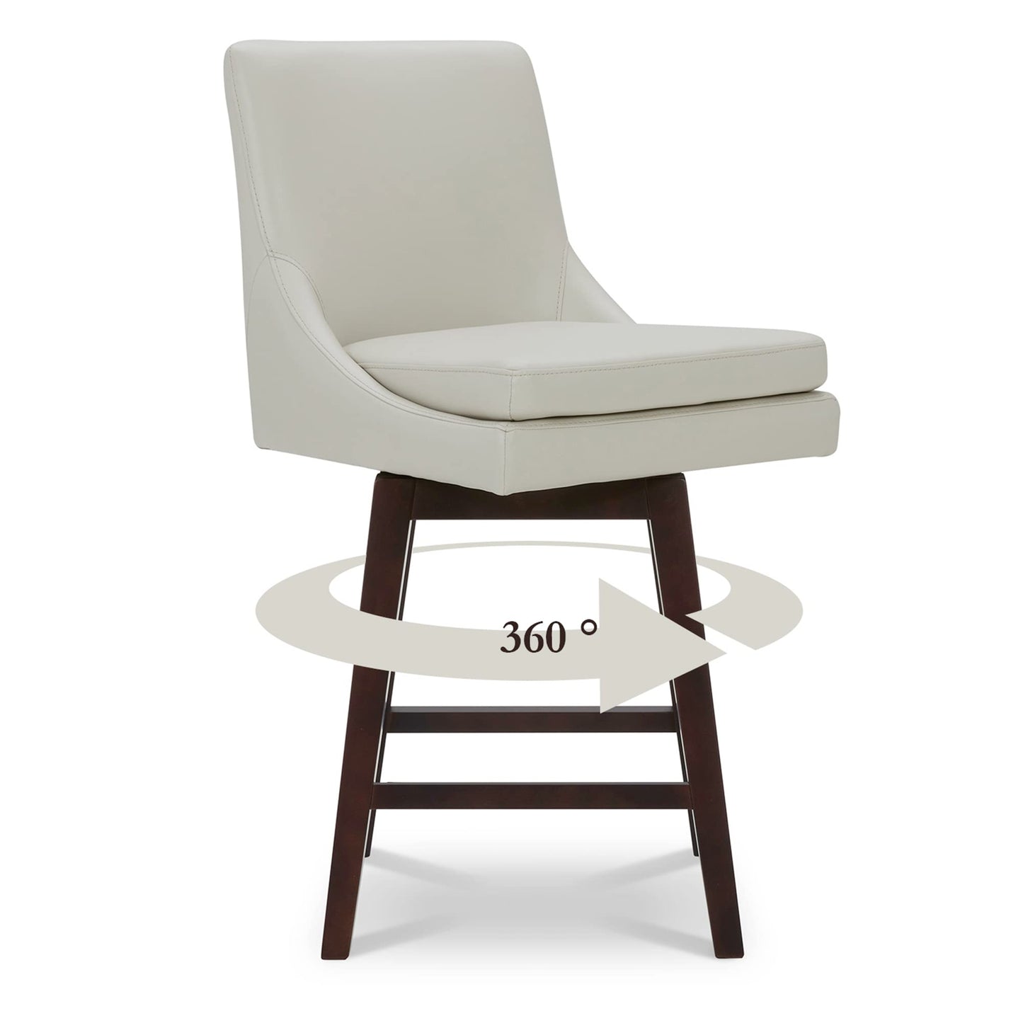 CHITA Bar Height Swivel Barstool with Back Set of 2, FSC Certified Upholstered Bar Stool, 30.7" H Seat Height, Fabric in Ivory