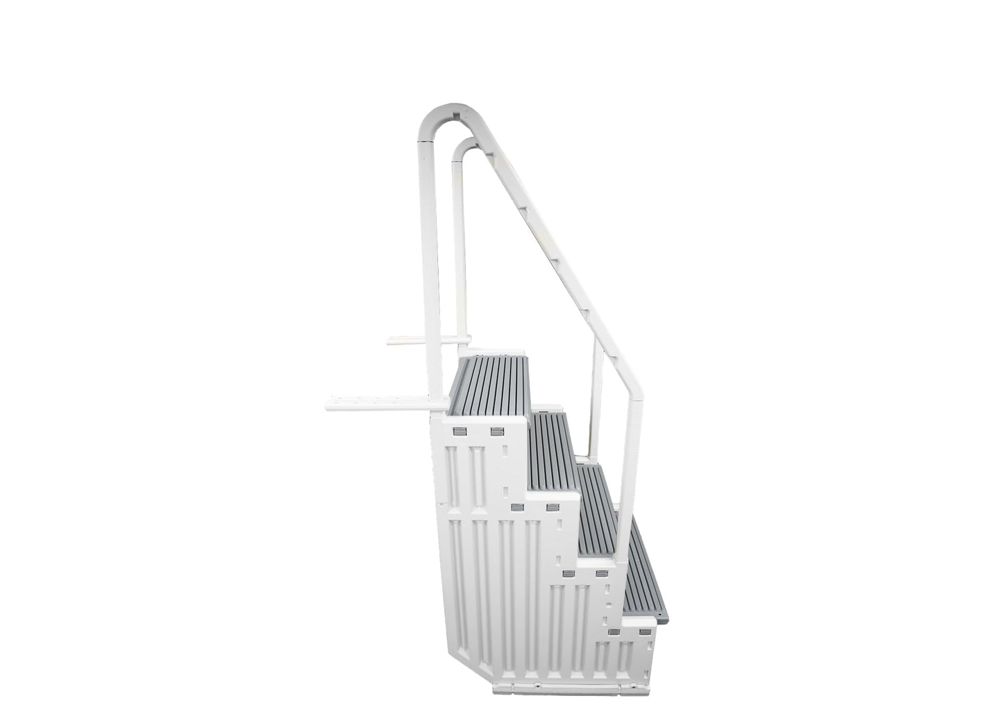 Confer Plastics Step-1X: Sturdy Above Ground Entry System with Dual Handrails and Slip-Resistant Steps, Easy Installation, Supports up to 400 lbs - Proudly Made in USA. Warm Grey with Grey Treads