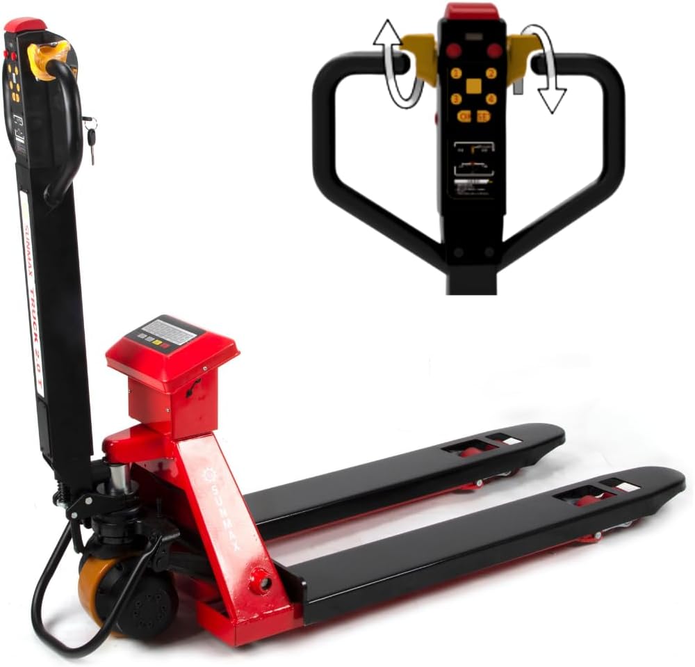Full-Electric Pallet Jack Truck with Built-in Scale, 4400 lbs Capacity, 48" x 27" Fork Size, Electric Brake