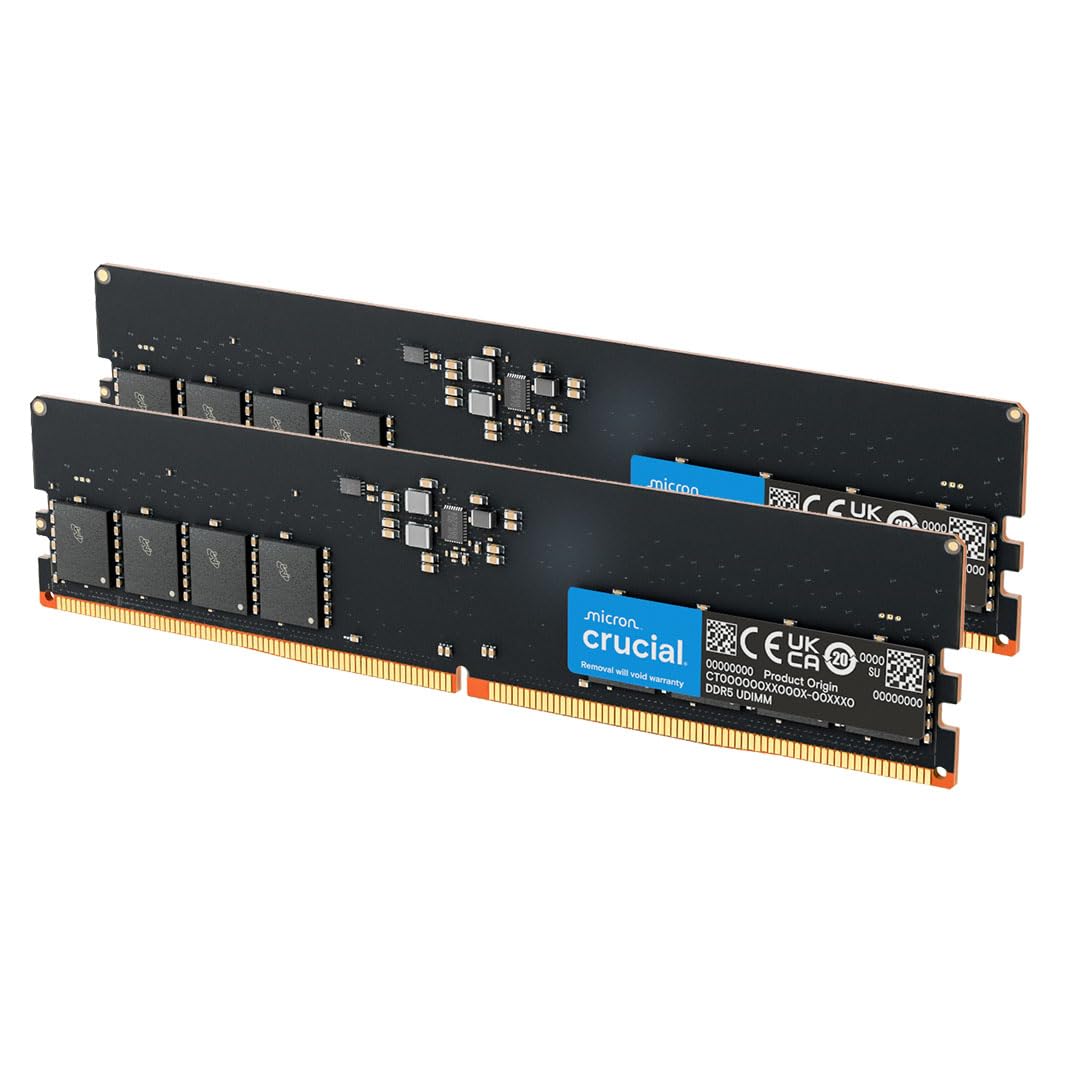 Crucial 16GB DDR5 RAM, 5600MHz (or 5200MHz or 4800MHz) Desktop Memory, UDIMM 288-Pin, Compatible with Intel Core and AMD Ryzen - CT16G56C46U5