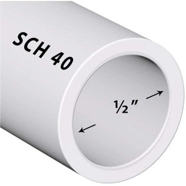 VENTRAL Schedule 40 PVC Pipe 1/2 Inch (0.84 OD), White, Cut Lengths for Plumbing, Lawn, Landscape