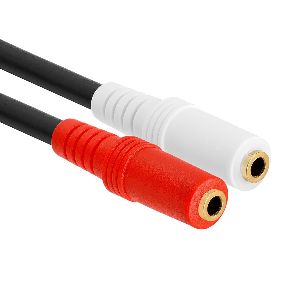 Cmple - 2 RCA Male to 1 RCA Female Stereo Audio Y-Cable, 2 RCA Plugs to 1 x RCA Jack Y-Adapter Subwoofer Cable, Gold Pla