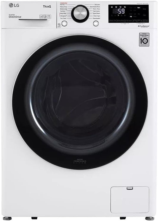 LG 24 in. Wide 2.4 Cu. Ft. Compact Stackable Front-Load Washer – White, Steam Cleaning, AI Fabric Sensor, Smart Pairing Compatible