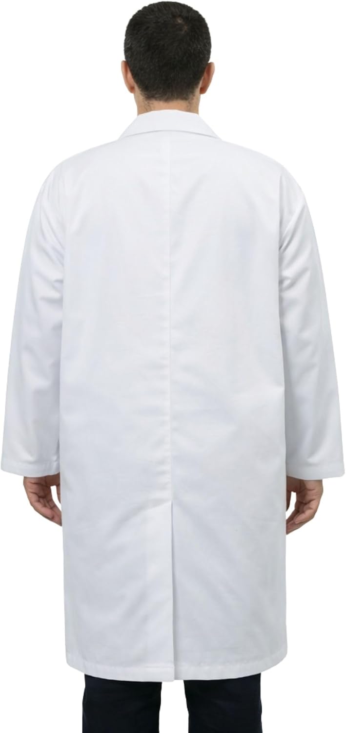 EISCO Adult XL Professional Grade 100% Cotton Lab Coat – Snap Front Laboratory Coat, 3 Pockets, Machine Washable, White