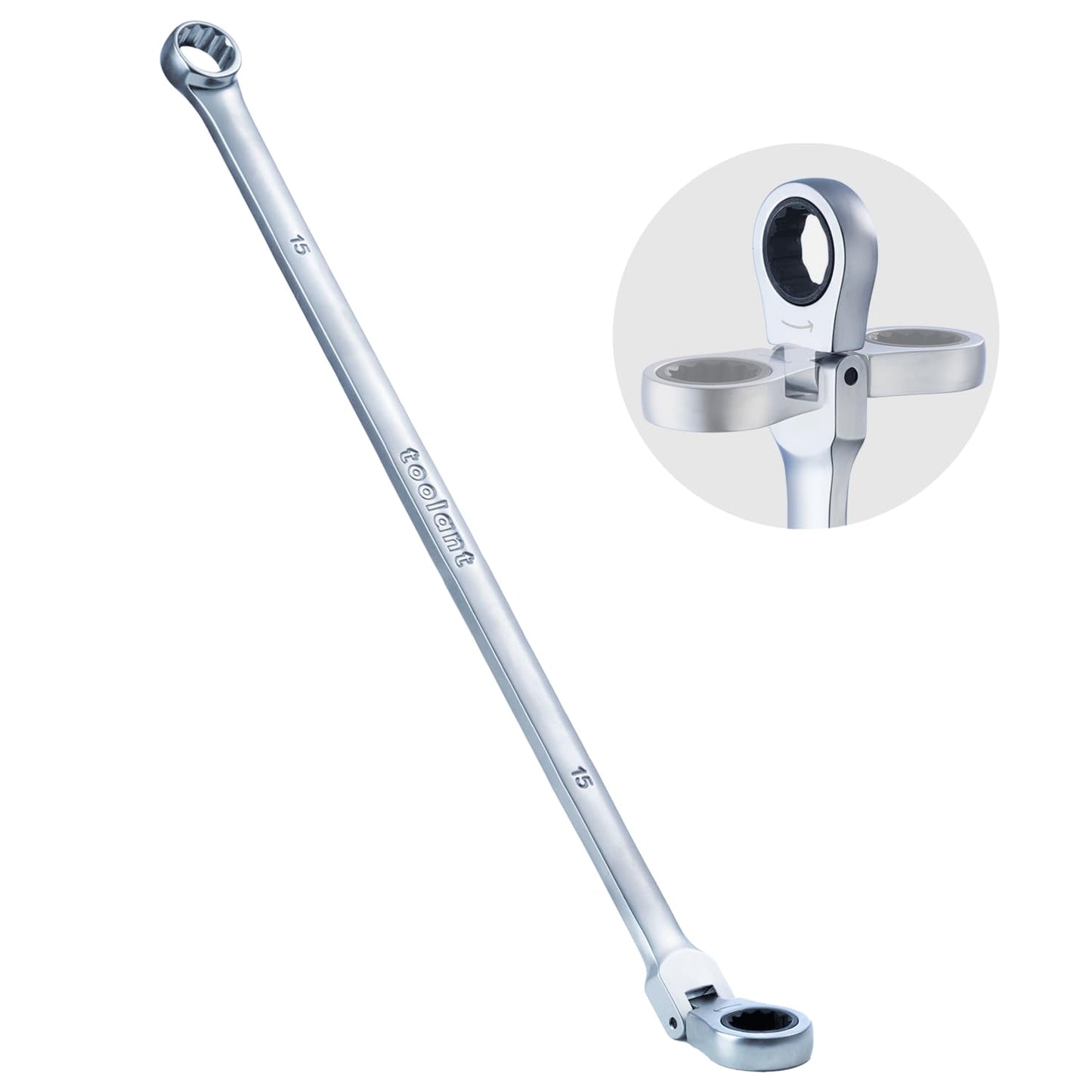 toolant 10mm Extra Long Ratcheting Wrench, Flex Head & Fixed Offset Head Double Box End Combination Wrench, CR-V Steel