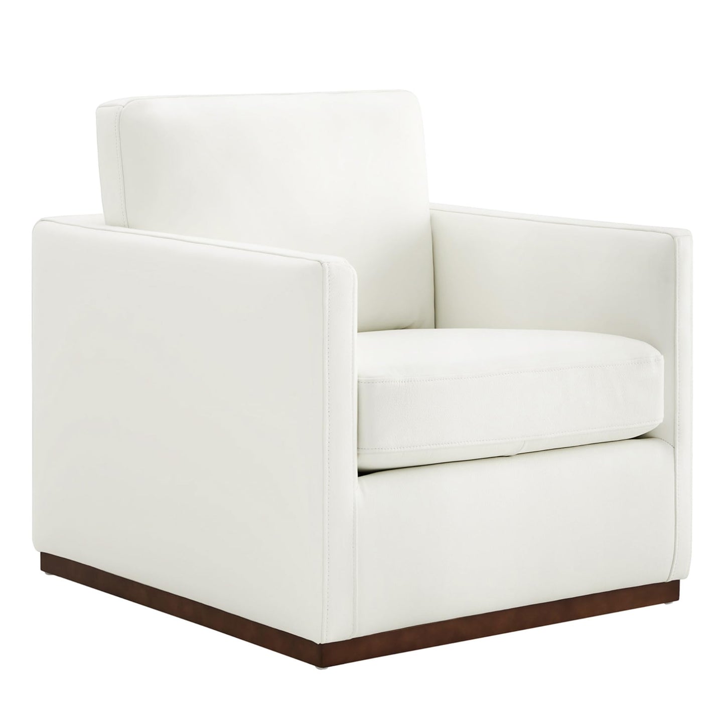 CHITA Genuine Leather Swivel Accent Chair, FSC Certified Mid Century Modern Arm Chair for Living Room and Bedroom, Fully Assembled, Saddle