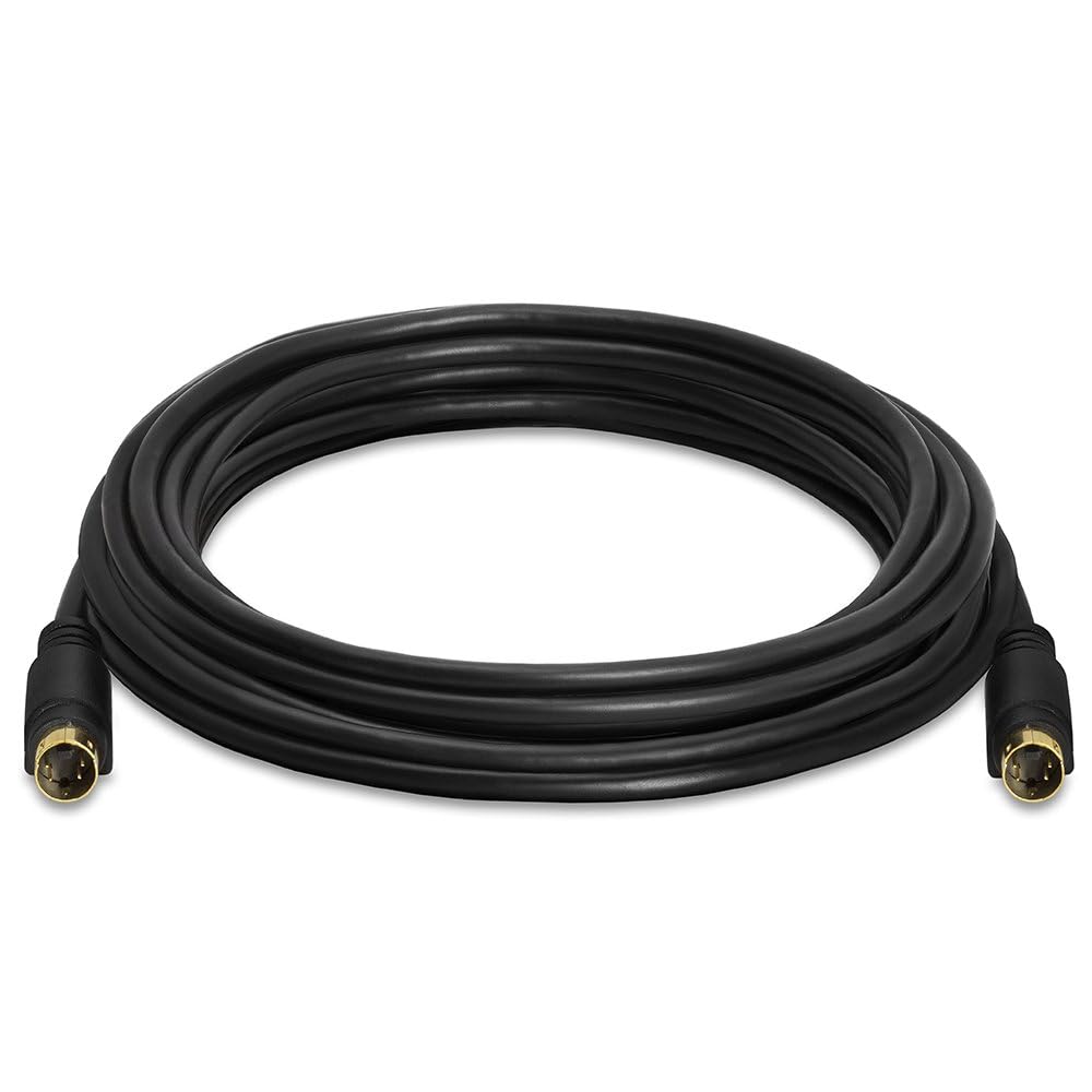 Cmple - S Video Cable 25 ft SVHS 4-PIN Video Cable Mini Din S-Video Cord for Home Theater, Camcorder, DSS Receiver, DVD Player- Black