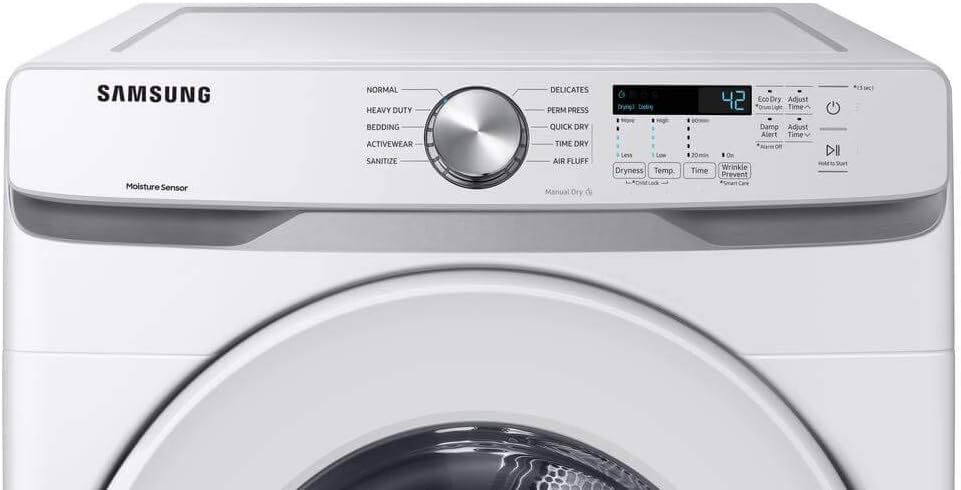 Samsung White Front Load Laundry Pair 4.5 Cu Ft Washer 7.4 Cu Ft Electric Dryer with Pedestals Dryer Vent Power Cord Water Hoses and 1 Year CPS Warranty Large Capacity Home Set