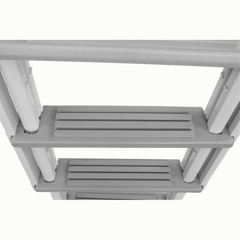 Confer Plastics Step-1X: Sturdy Above Ground Entry System with Dual Handrails and Slip-Resistant Steps, Easy Installation, Supports up to 400 lbs - Proudly Made in USA. Warm Grey with Grey Treads