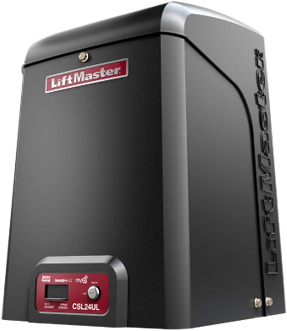 Liftmaster CSL24U / CSL24UL Slide Gate Opener Kit W/Battery Back-Up, 2 Remotes, 828LM Gateway, KPW250 Wireless Keypad & Keypad Pedestal
