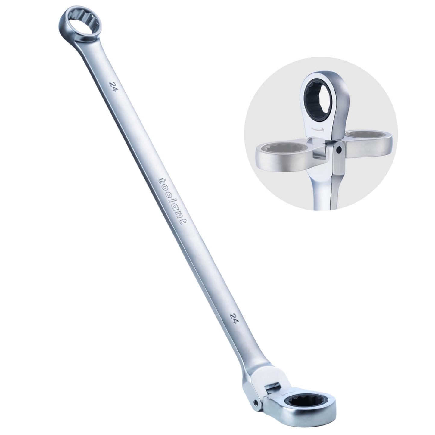 toolant 10mm Extra Long Ratcheting Wrench, Flex Head & Fixed Offset Head Double Box End Combination Wrench, CR-V Steel