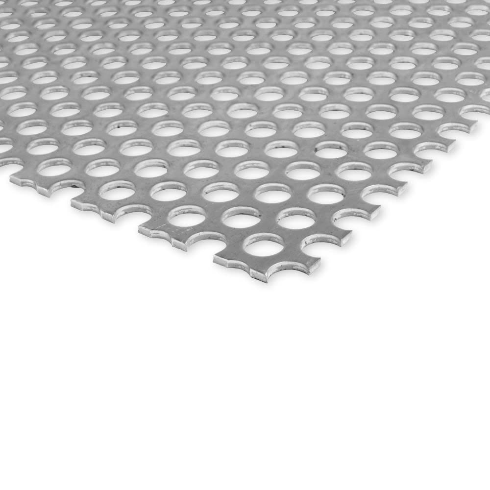 3003 Aluminum Perforated Sheet, Unpolished (Mill) Finish, H14 Temper, Staggered Round 0.25" Holes, 0.063" Thickness, 14 Gauge, 24" Width, 36" Length, 0.375" Stagger, 40% Open Area, OnlineMetals