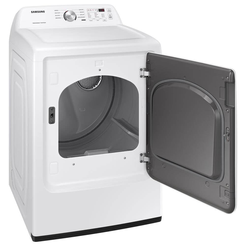 Samsung Smart 4.7 Cu Ft Top Load Washer & 7.4 Cu Ft Electric Dryer, Sensor Stops Overdrying, Low Vibration Quiet Wash, WaterJet w/Power Cords, Hoses, Vent Duct, 1 Year CPS Protection Bundle (Black)