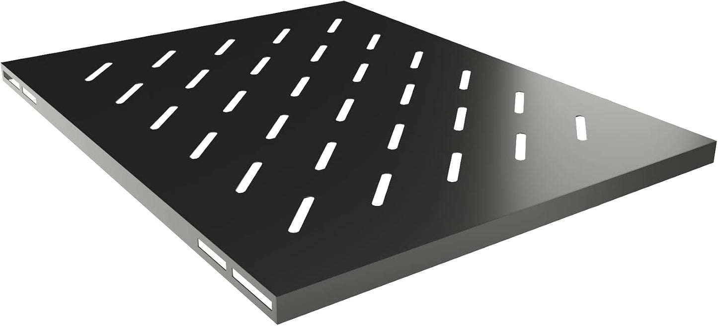 Sysracks Pack of 2 Pcs Vented Shelves 1U Sturdy Rackmount 17-INCH Deep Shelf Tray for 19-Inch Equipment - 80 Lbs Capacity
