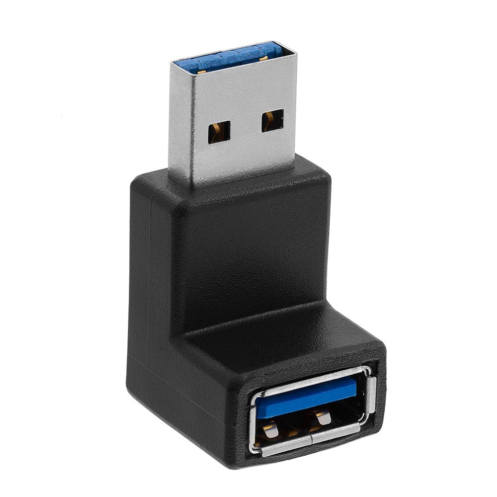 Cmple - 90 Degree USB 3.0 Male to Female Adapter Up Right Angle USB A Plug to Jack Connector Converter Extender for PC Laptop Hard Drive Keyboard Mouse Charger - 10 Pack