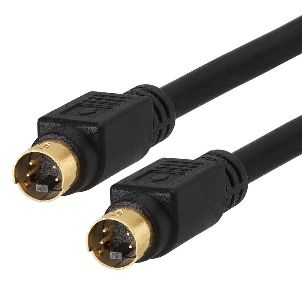 Cmple - S Video Cable 25 ft SVHS 4-PIN Video Cable Mini Din S-Video Cord for Home Theater, Camcorder, DSS Receiver, DVD Player- Black