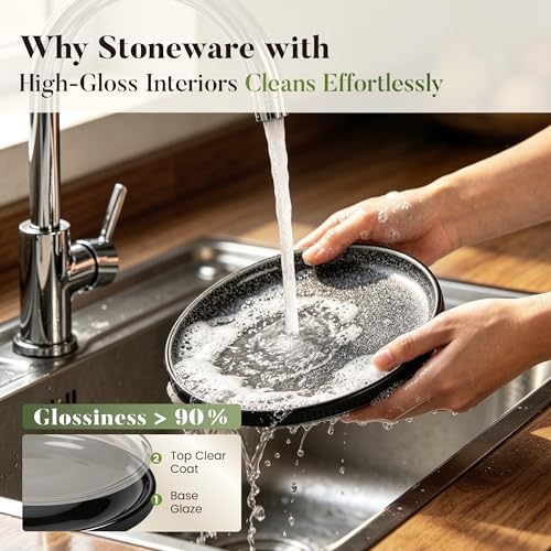 Kitchen Academy 30Pcs Bakeware & Cookware Set + 24Pcs Stoneware Dinnerware Set for 8