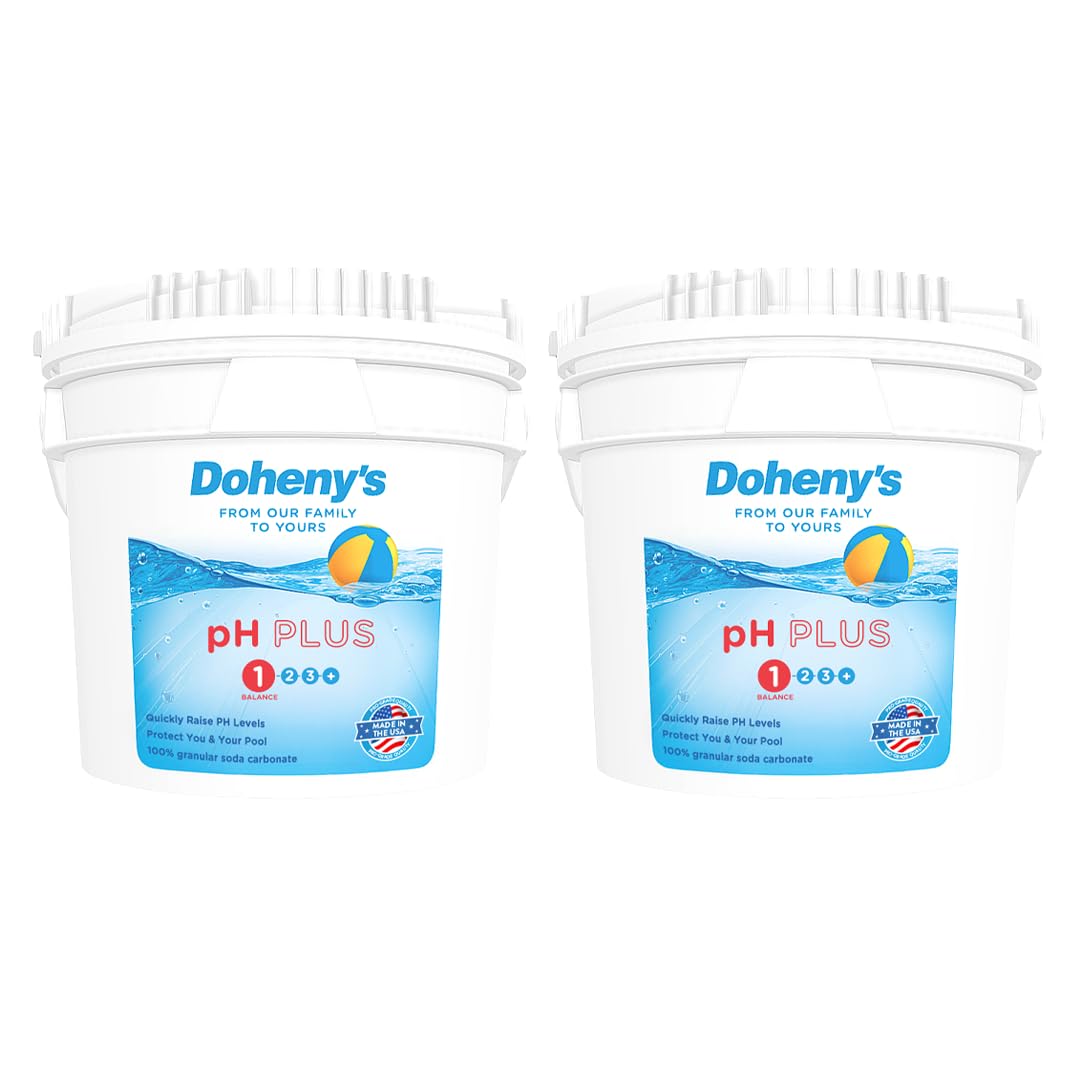 Doheny's pH Plus | Raise Your Swimming Pool pH Level | Pro-Grade Granular Soda Ash (Sodium Carbonate) | Proper pH Levels Protect Equipment & Prevent Eye and Skin Irritation | 25 LB Bucket