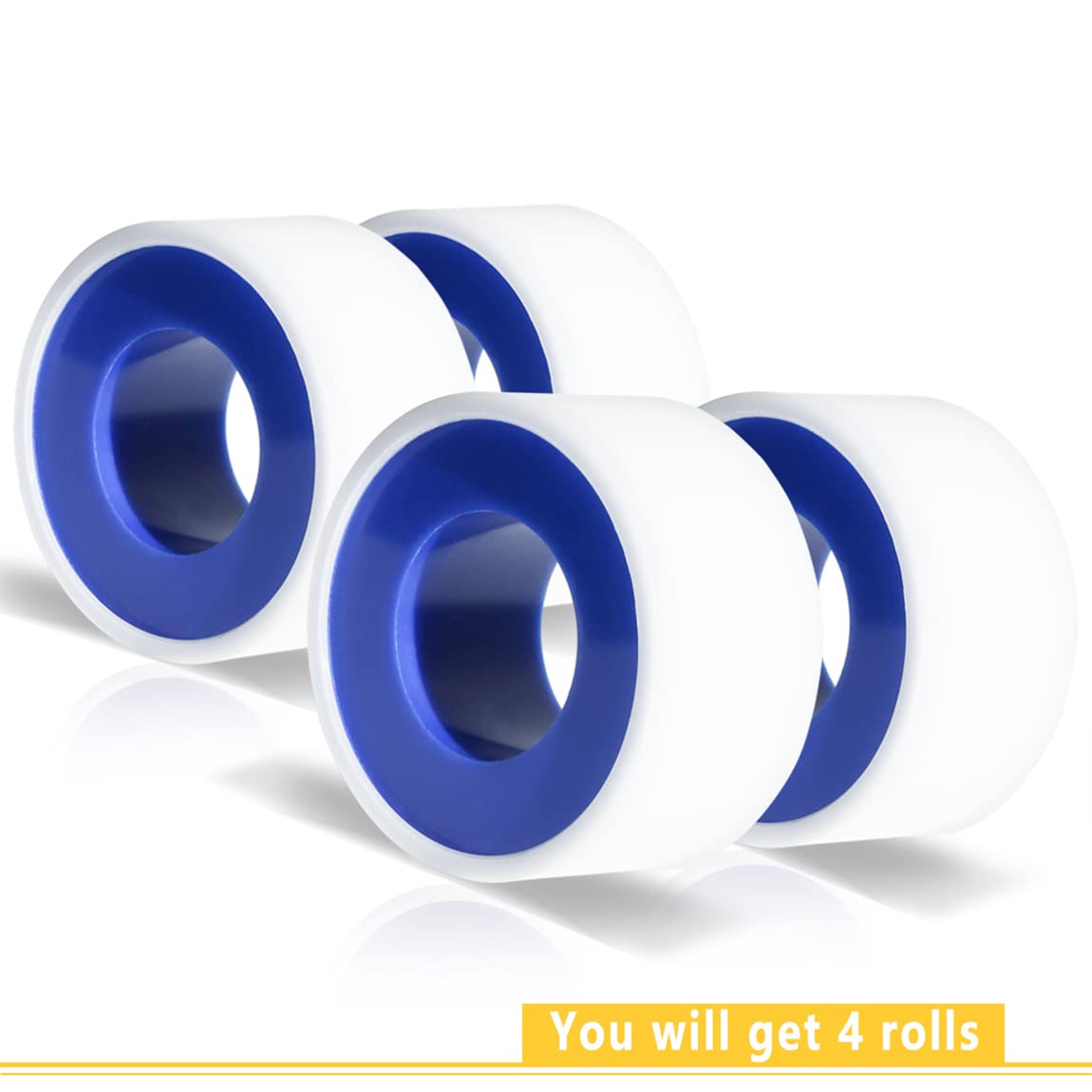 VOTMELL 4 Rolls 3/4 Inch(W) X 520 Inches(L) Teflon Tape for Plumbers, PTFE Thread Seal, Pipe Sealing, Shower Head - White
