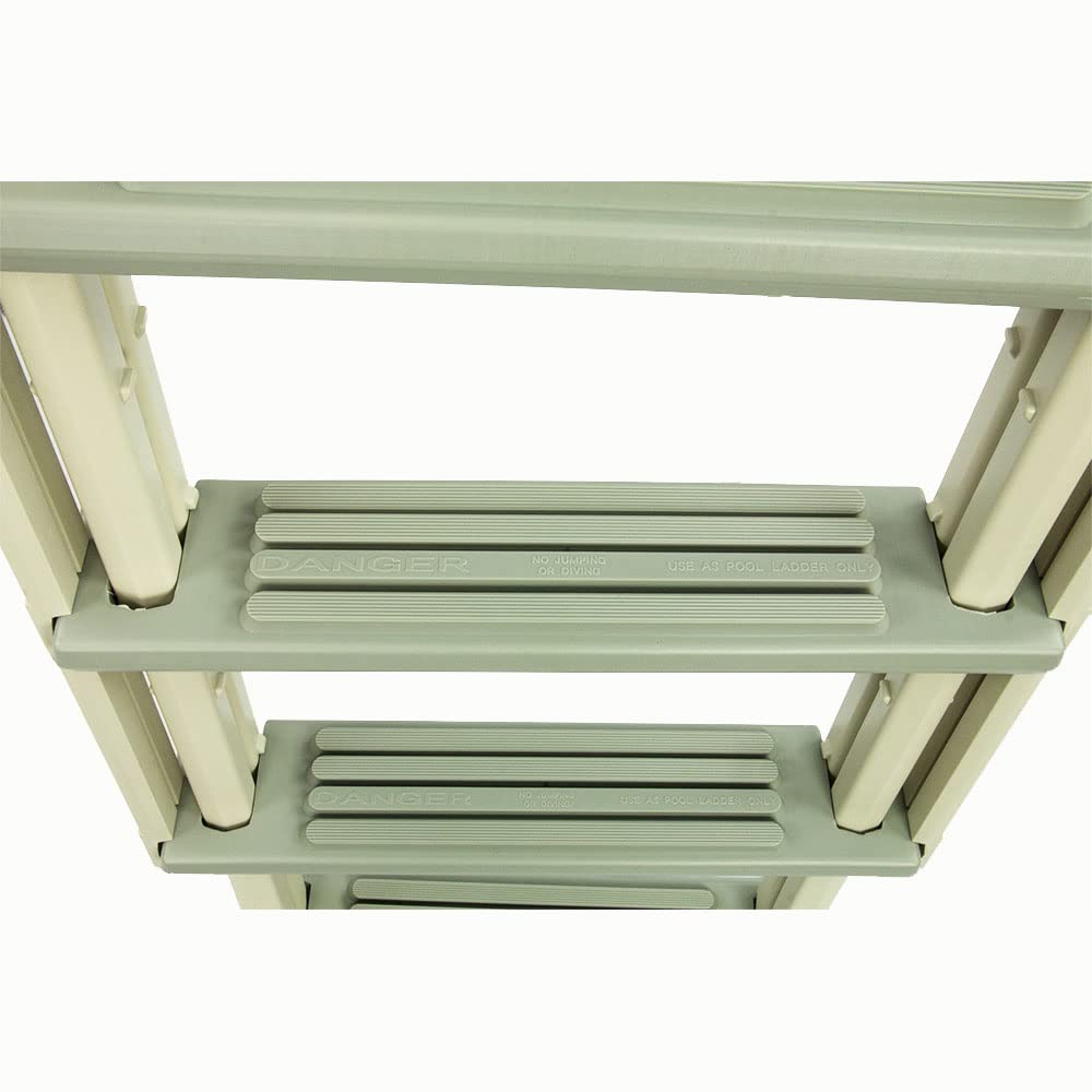 Confer Plastics Step-1X: Sturdy Above Ground Entry System with Dual Handrails and Slip-Resistant Steps, Easy Installation, Supports up to 400 lbs - Proudly Made in USA. Warm Grey with Grey Treads