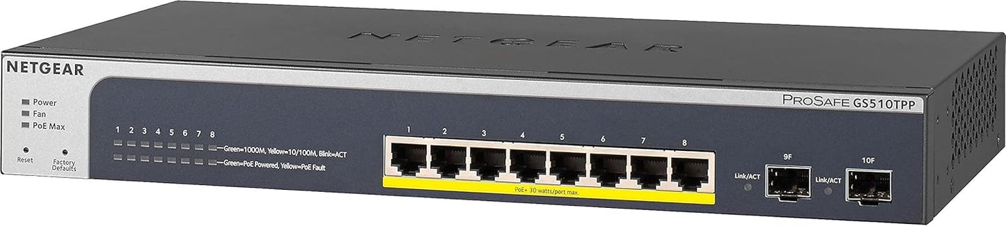 NETGEAR 52-Port PoE Gigabit Ethernet Smart Switch (GS752TPP) - Managed, Optional Insight Cloud Management, 48 x PoE+ @ 760W, 4 x 1G SFP, Desktop or Rackmount