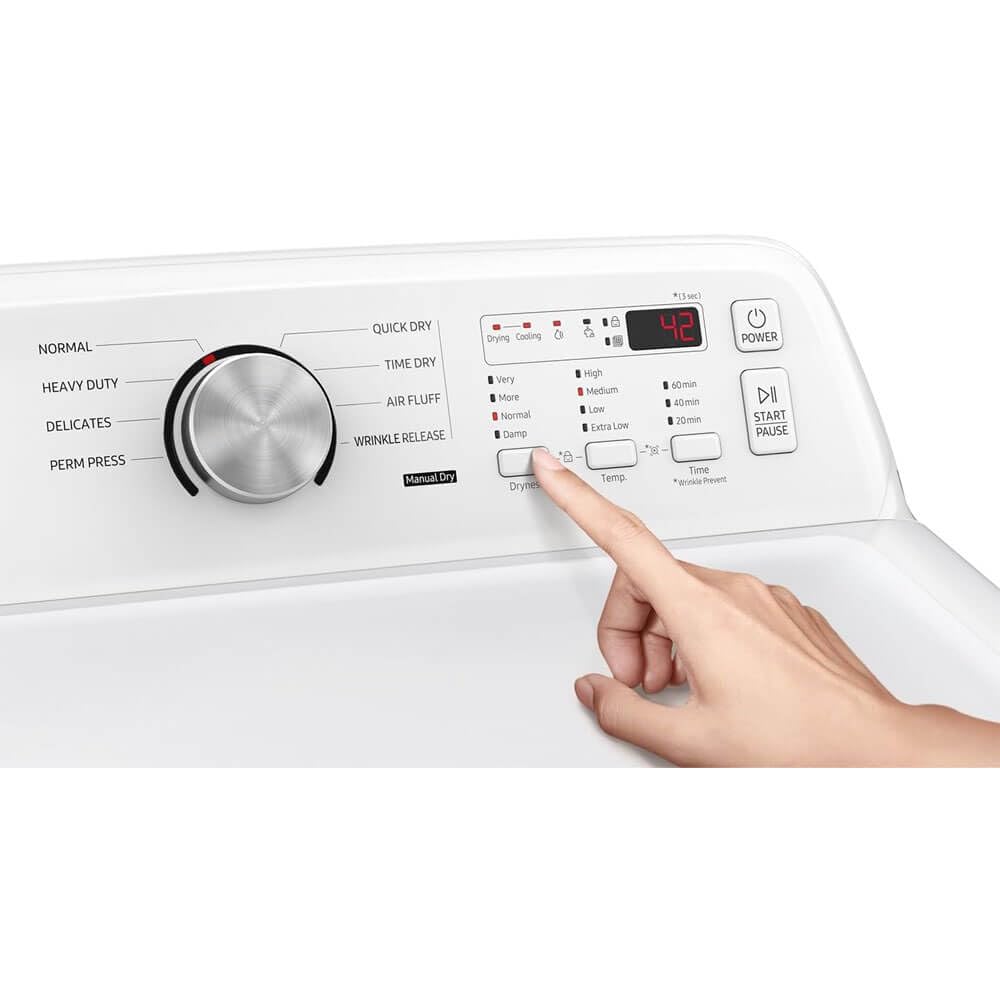 Samsung Smart 4.7 Cu Ft Top Load Washer & 7.4 Cu Ft Electric Dryer, Sensor Stops Overdrying, Low Vibration Quiet Wash, WaterJet w/Power Cords, Hoses, Vent Duct, 1 Year CPS Protection Bundle (Black)