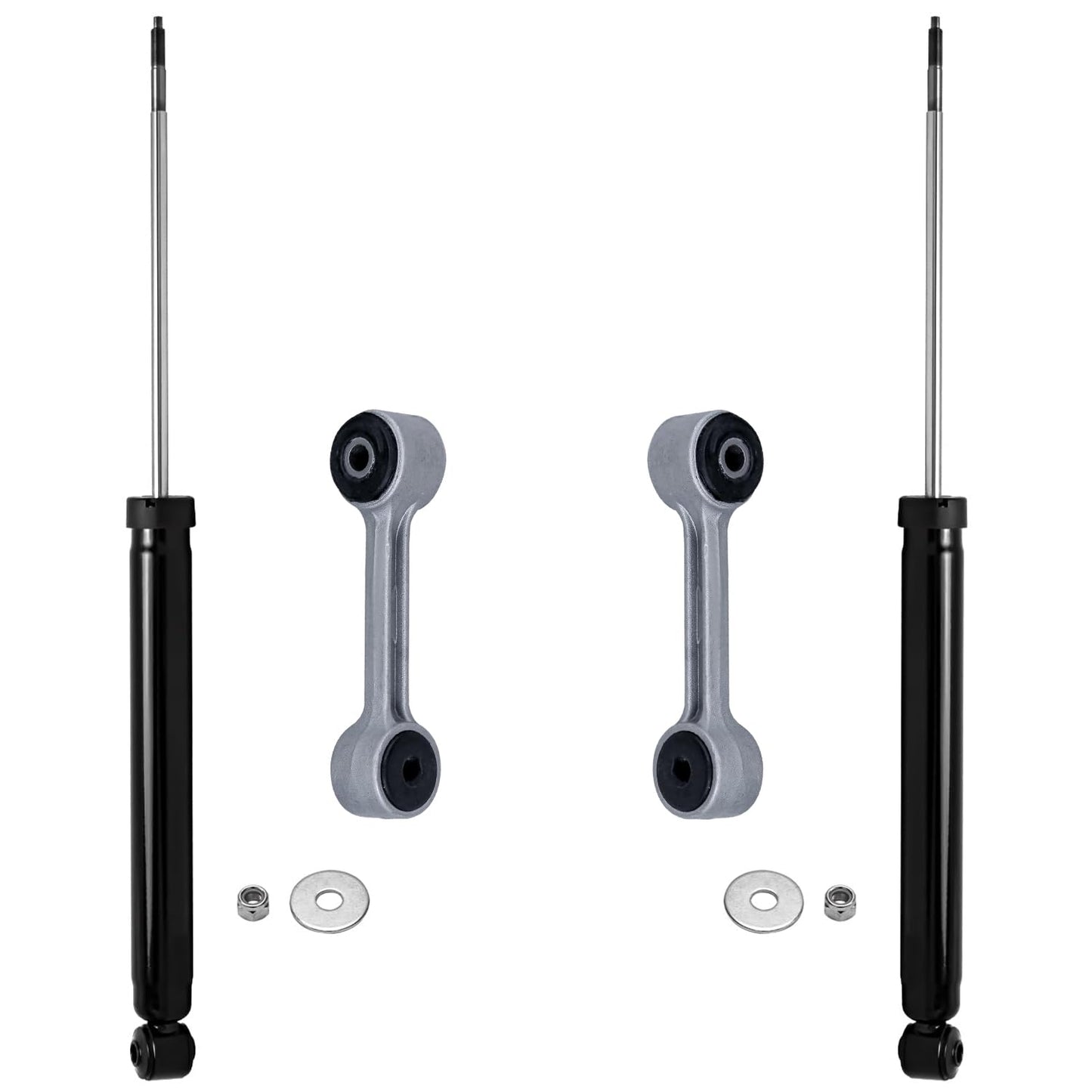 Detroit Axle - Front and Rear Shock Absorbers for 2007-2017 Jeep Wrangler, 2018 Wrangler JK 4 Complete Shock Absorber Assembly 2008 2009 2010 2011 2012 2013 2014 2015 2016 Replacement
