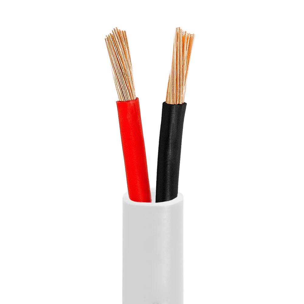 Cmple - 50FT 12AWG Speaker Wire Cable with 2 Conductor Speaker Cable (CCA) Copper Clad Aluminum CL2 Rated In-Wall Speaker Wire for Home Theater & Car Audio - 50 Feet, White