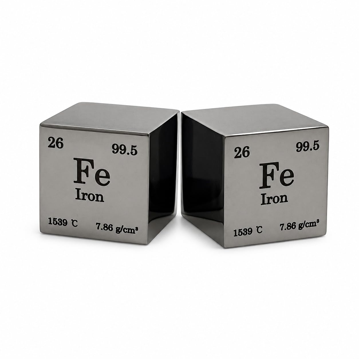 Iron Cube 12.7mm (0.5 Inch), 99.5% Pure Fe Metal Element Density Block with R0.5 Chamfered Edges & Mirror Polished Finish for STEM Education & Collectors