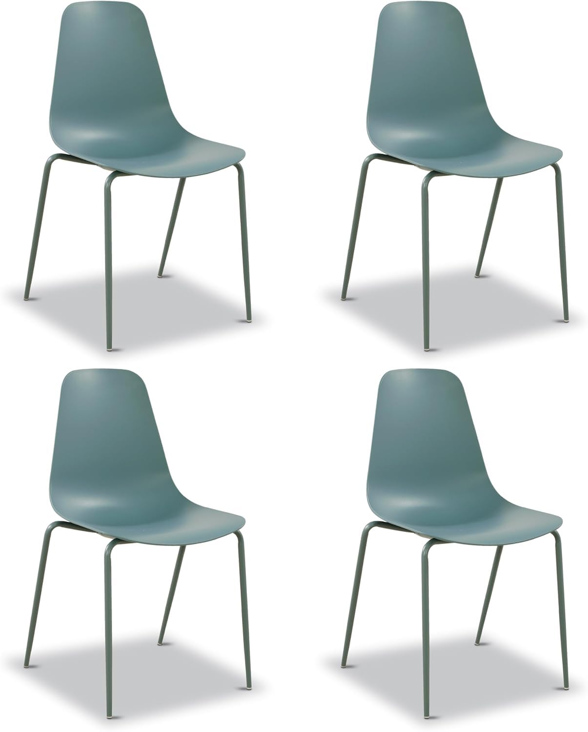 POLY & BARK Isla Modern Dining Chairs Set of 4 – Mid Century Modern Plastic Dining Chair with Metal Legs – Kitchen & Dining Room Chairs – Indoor/Outdoor – White
