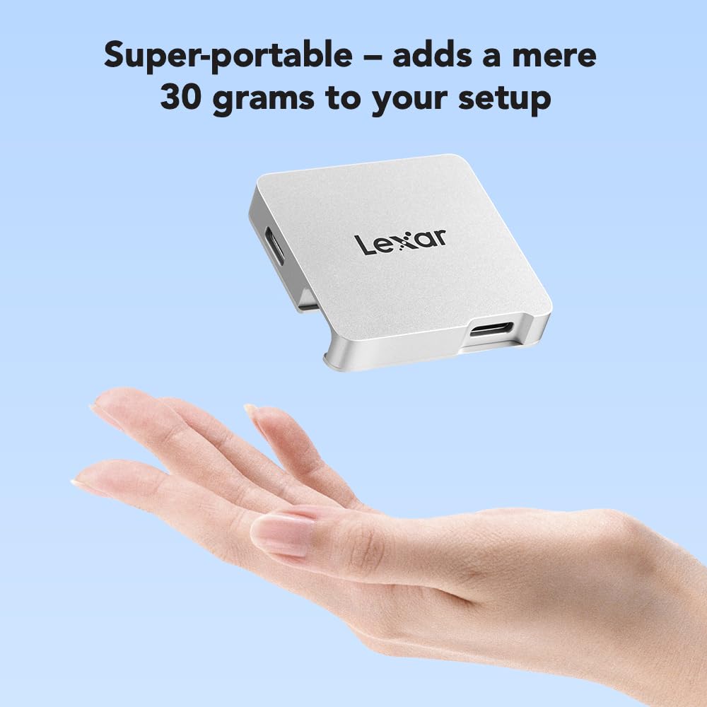 Lexar 1TB Professional Go Portable SSD w/Hub, Supports Apple 4K 60fps ProRes, Up to 1050MB/s, USB 3.2, Rugged, IP65, Ultracompact, Compatible w/iPhone 15/16 (Not 17), External SSD (LSL400S001T-RNSNU)