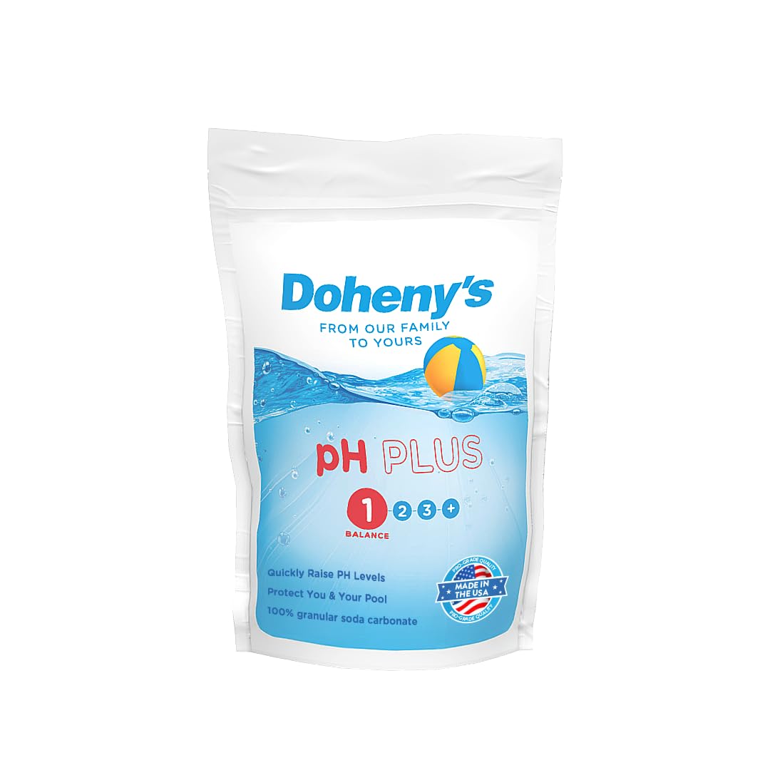 Doheny's pH Plus | Raise Your Swimming Pool pH Level | Pro-Grade Granular Soda Ash (Sodium Carbonate) | Proper pH Levels Protect Equipment & Prevent Eye and Skin Irritation | 25 LB Bucket
