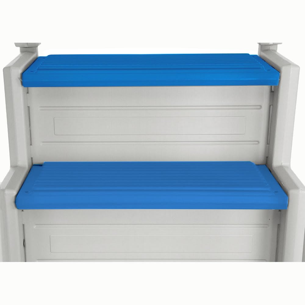 Confer Plastics Step-1X: Sturdy Above Ground Entry System with Dual Handrails and Slip-Resistant Steps, Easy Installation, Supports up to 400 lbs - Proudly Made in USA. Warm Grey with Grey Treads
