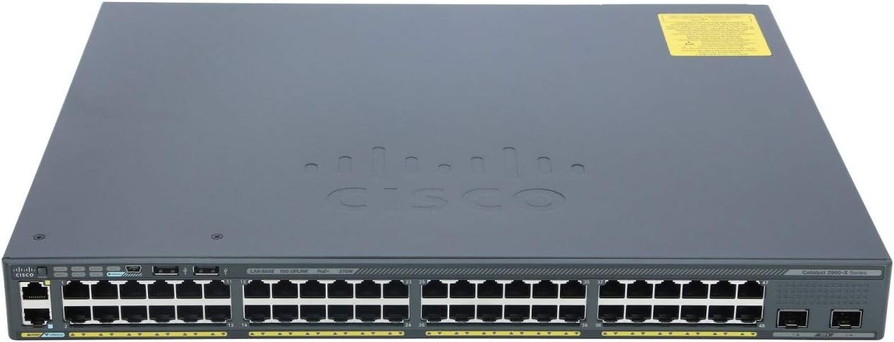 Cisco WS-C2960X-48FPS-L 48 Port PoE+ 2960X Gigabit Switch (Renewed)