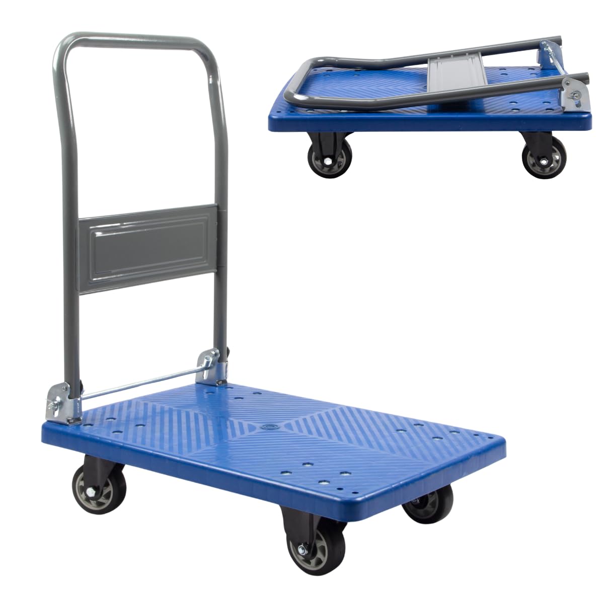 330 lbs Foldable Platform Truck Dolly with Swivel Wheels, Heavy Duty Moving Platform Hand Truck, 28 x 18 x 33.8 inches (PH150PVC)