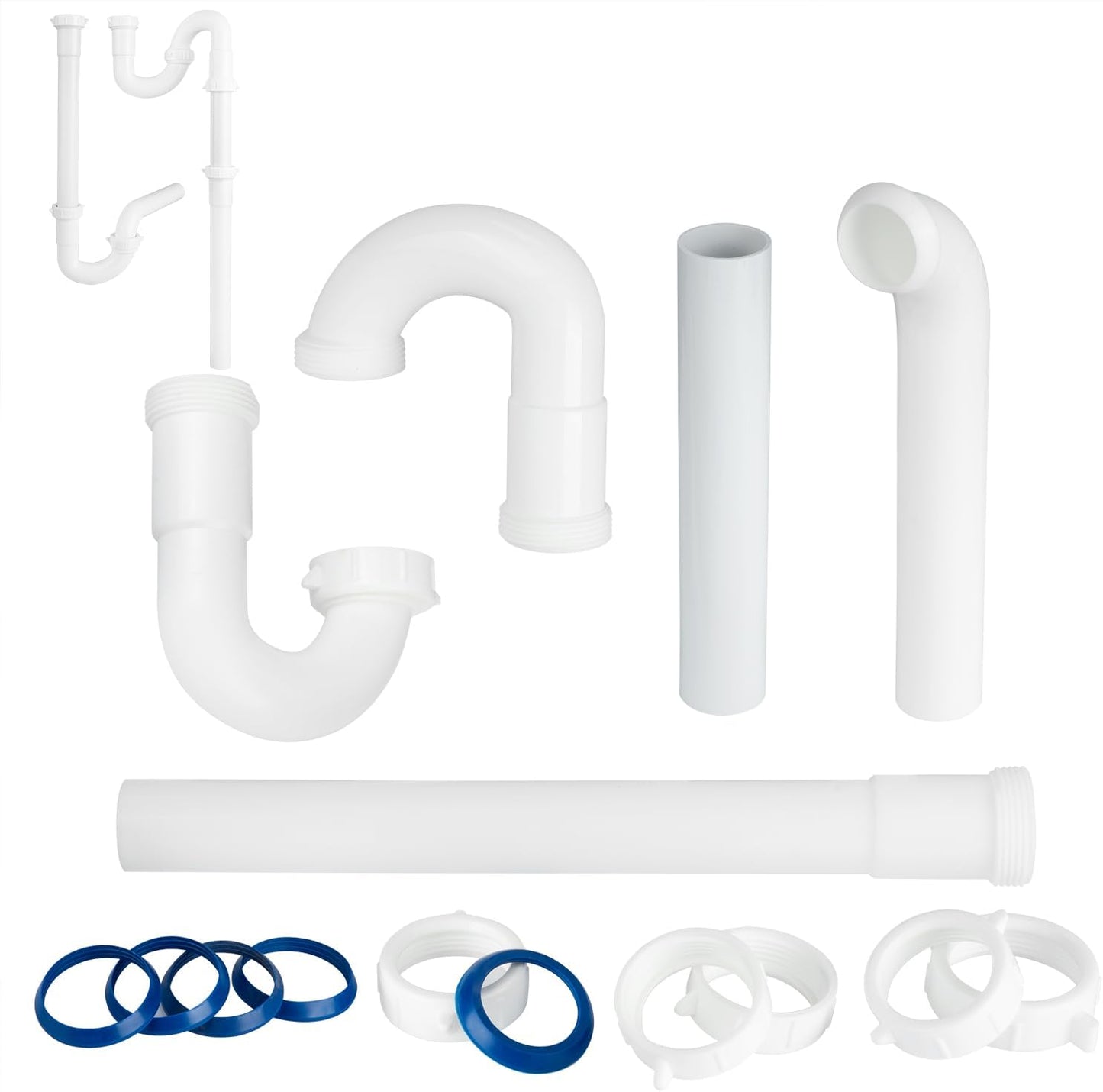 Bathroom Sink Drain Kit, for Most 1-1/4” Kitchen or Bathroom Sinks Drain Repair,1-1/4” P Trap or S Trap Plumbing Sink Repair Kit