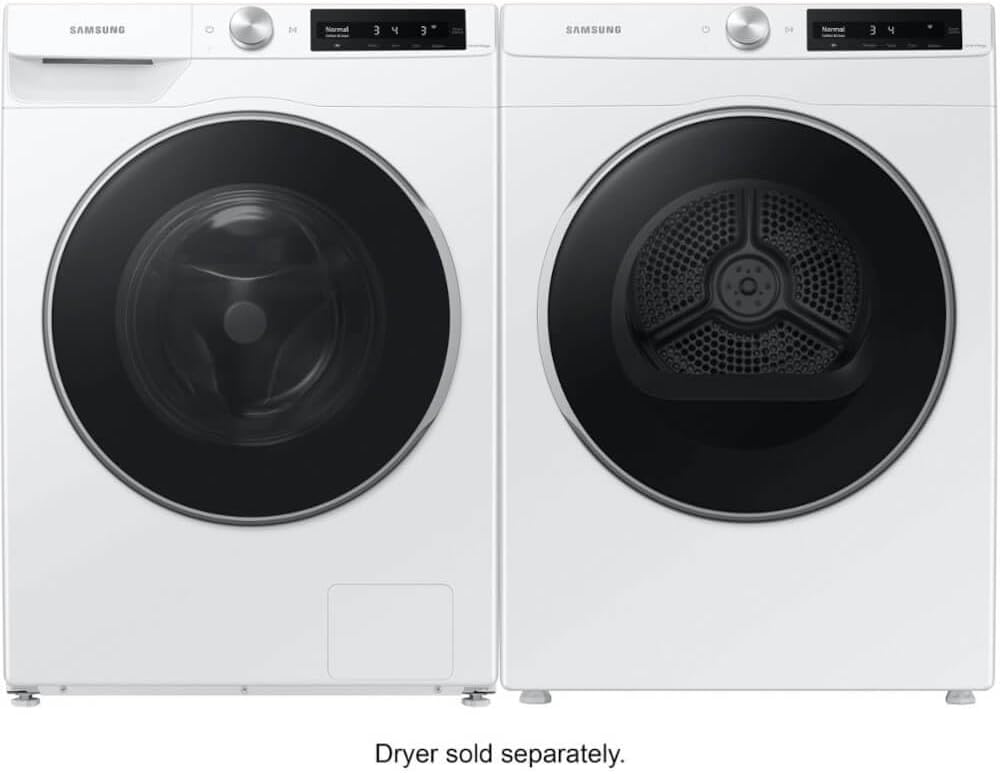 Samsung 2.5 Cu Ft Compact Front Load Washer, Stackable for Small Spaces, 40 Minute Super Speed Washing Machine, Steam Wash Clothes, Self Cleaning, Energy Star Certified, WW25B6900AW/A2, White