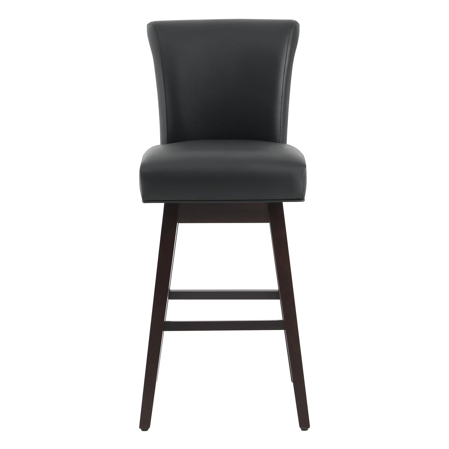 CHITA 30 Inch Counter Height Swivel Bar Stools Set of 2, FSC Certified Modern Upholstered Faux Leather Swivel Barstool Chairs with Back, Black