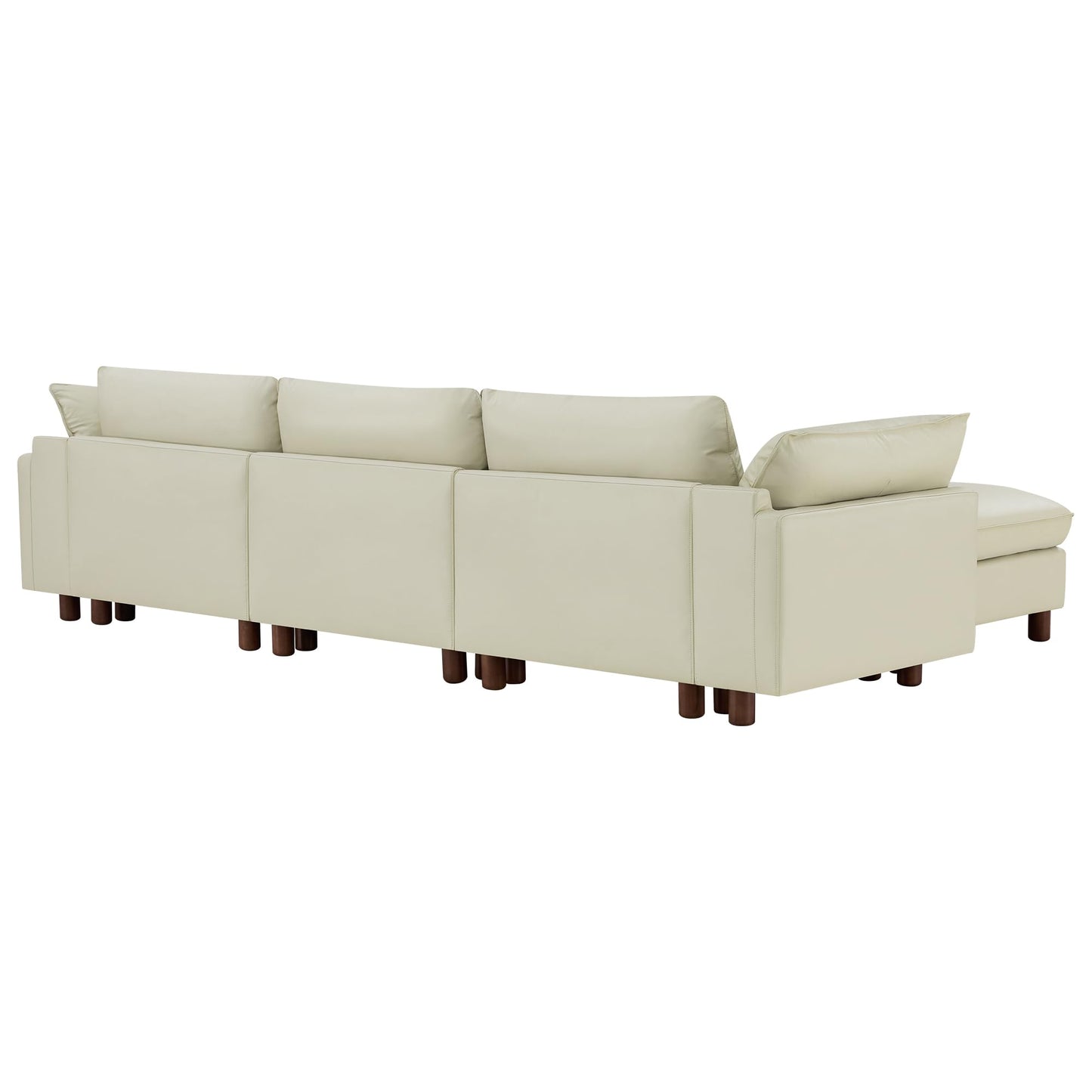 CHITA 127" Super Large Sectional Couches for Living Room, Modular Cloud Couch Sectional Sofa, Premium Fabric Couches, Down Filled, High Density Foam, Chenille in Cream, 4 Seat L Shaped