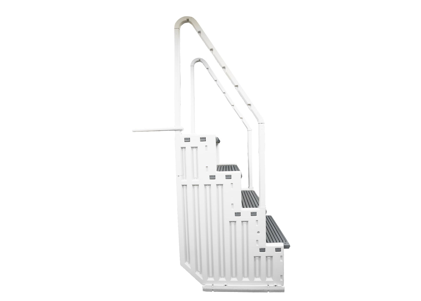 Confer Plastics Step-1X: Sturdy Above Ground Entry System with Dual Handrails and Slip-Resistant Steps, Easy Installation, Supports up to 400 lbs - Proudly Made in USA. Warm Grey with Grey Treads