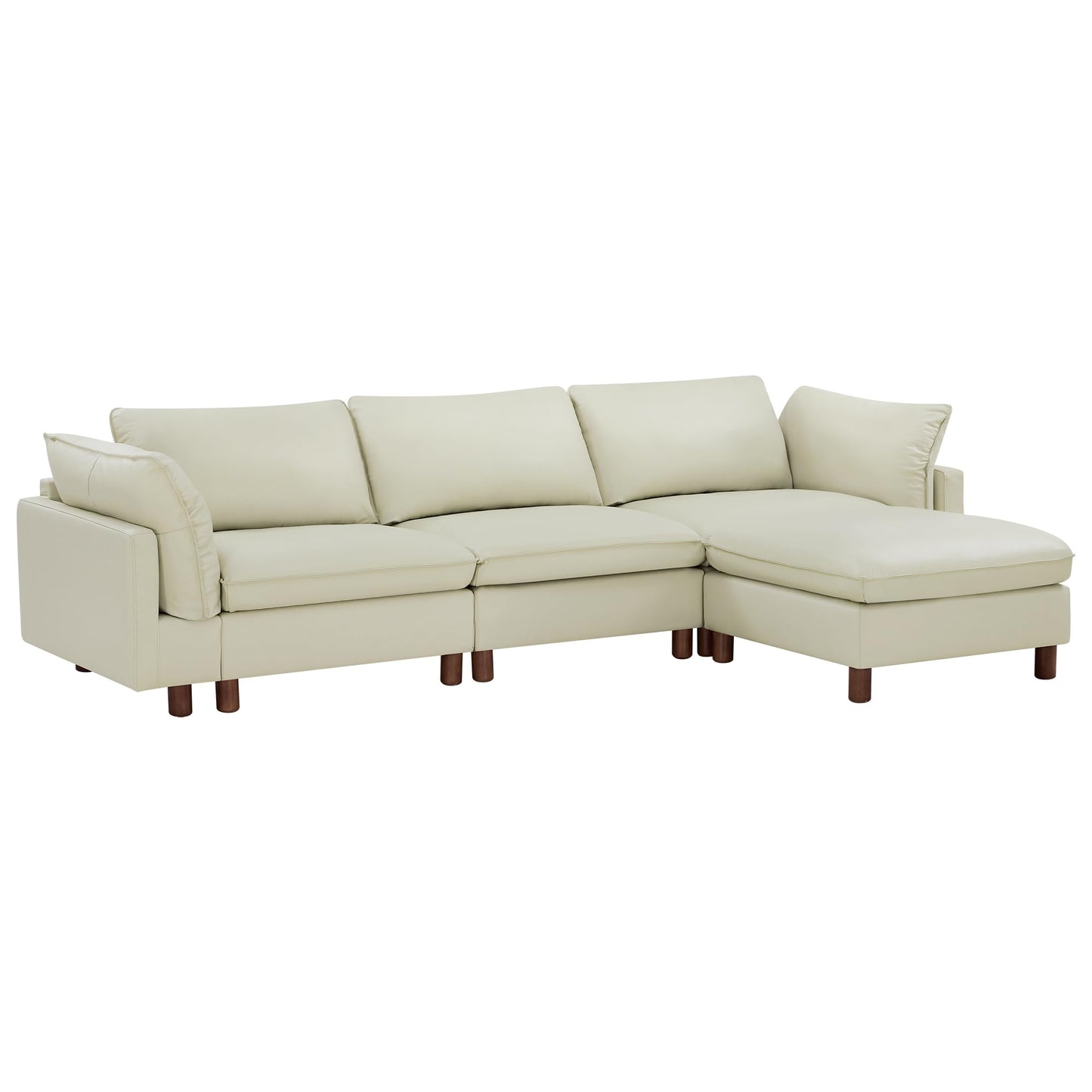 CHITA 127" Super Large Sectional Couches for Living Room, Modular Cloud Couch Sectional Sofa, Premium Fabric Couches, Down Filled, High Density Foam, Chenille in Cream, 4 Seat L Shaped