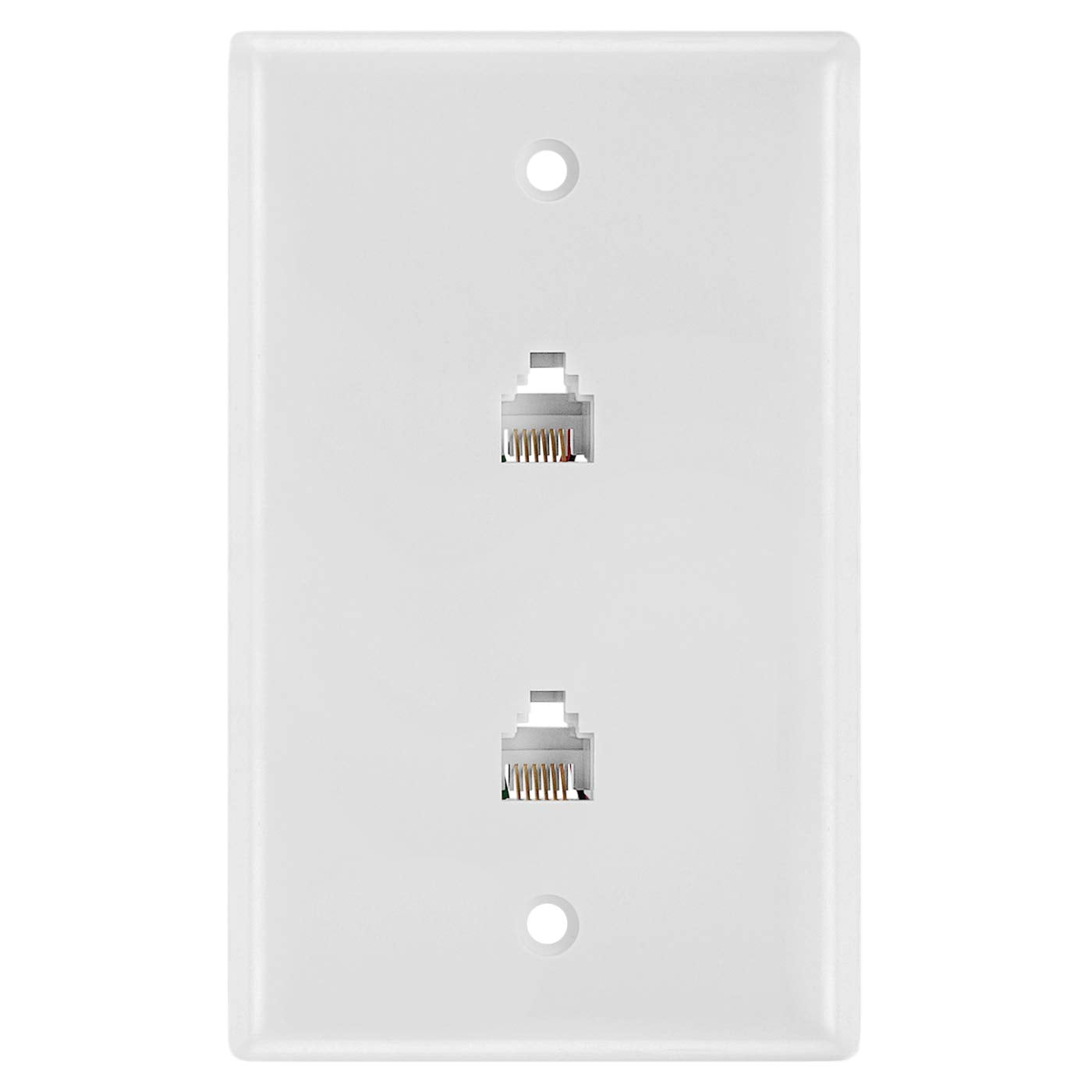 Cmple - Single RJ11 Connector with 6 Conductors Phone Wall Plate Jack 6P6C Telephone Single Jack Wallplate with Screws