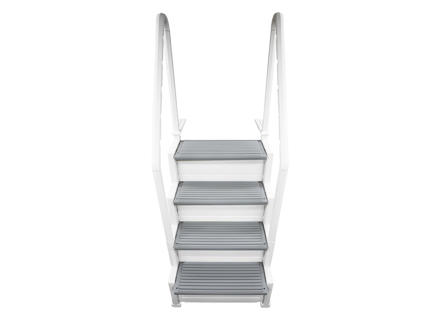 Confer Plastics Step-1X: Sturdy Above Ground Entry System with Dual Handrails and Slip-Resistant Steps, Easy Installation, Supports up to 400 lbs - Proudly Made in USA. Warm Grey with Grey Treads
