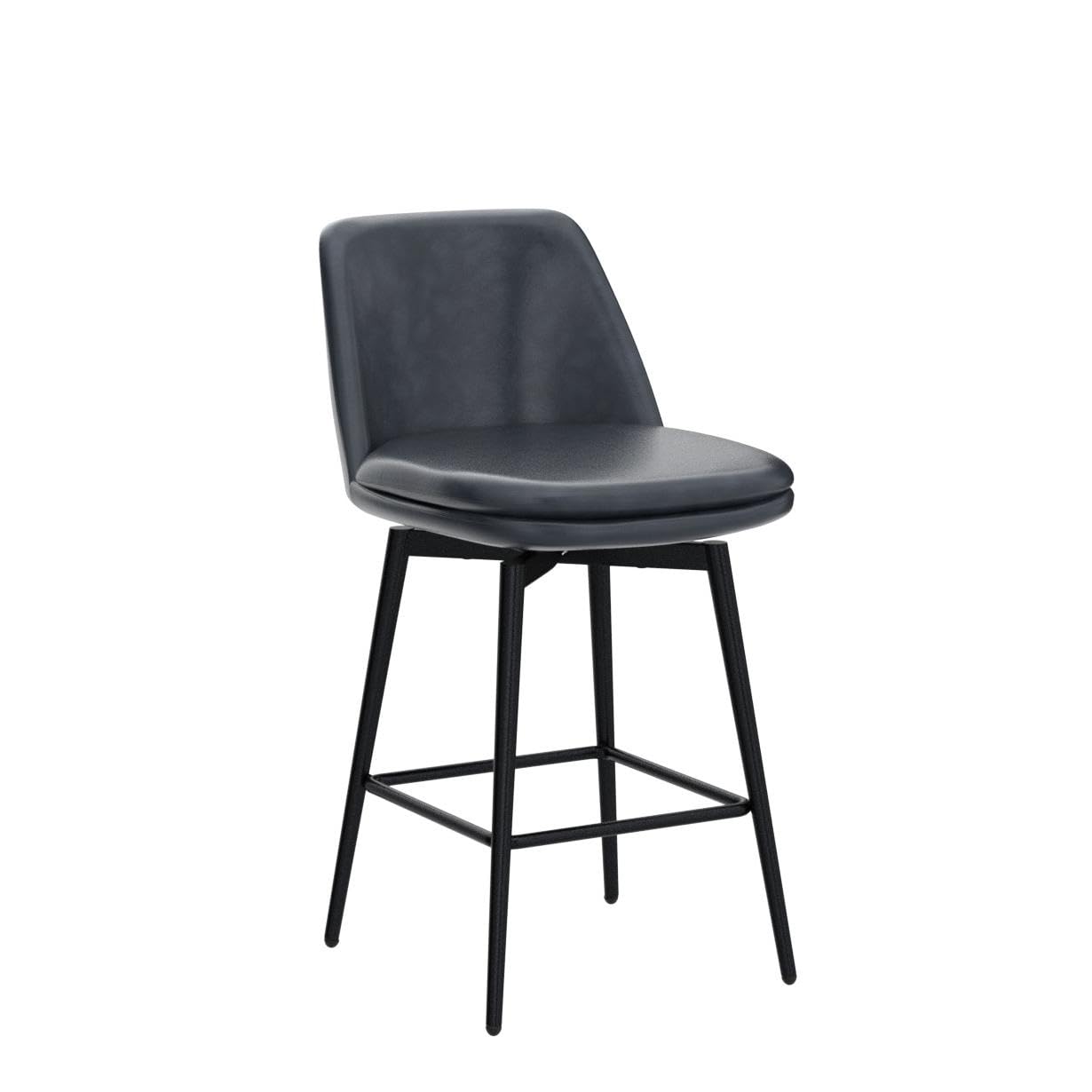 CHITA Swivel Bar Stools, 27.2" Counter Height Bar Stools Set of 3, FSC Certified Upholstered Modern Counter Stools, Metal Legs, Faux Leather, Saddle Brown