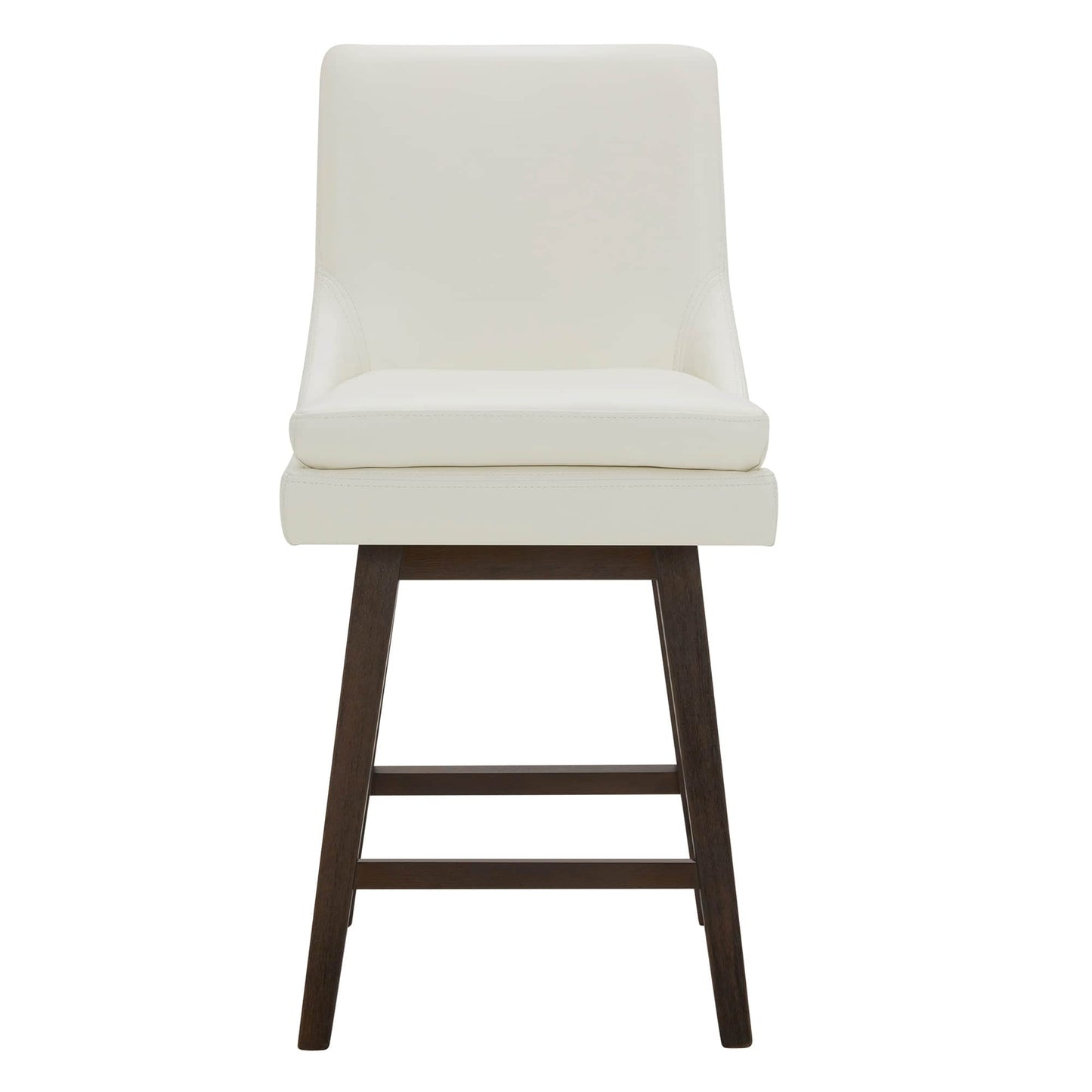 CHITA Bar Height Swivel Barstool with Back Set of 2, FSC Certified Upholstered Bar Stool, 30.7" H Seat Height, Fabric in Ivory