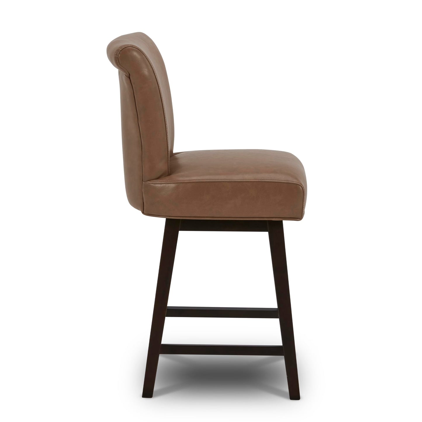 CHITA 30 Inch Counter Height Swivel Bar Stools Set of 2, FSC Certified Modern Upholstered Faux Leather Swivel Barstool Chairs with Back, Black